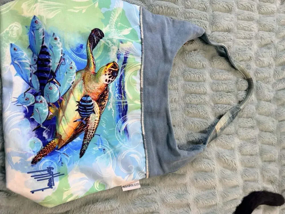 Guy Harvey Live Blue Sea Turtle Hobo Shoulder Bag